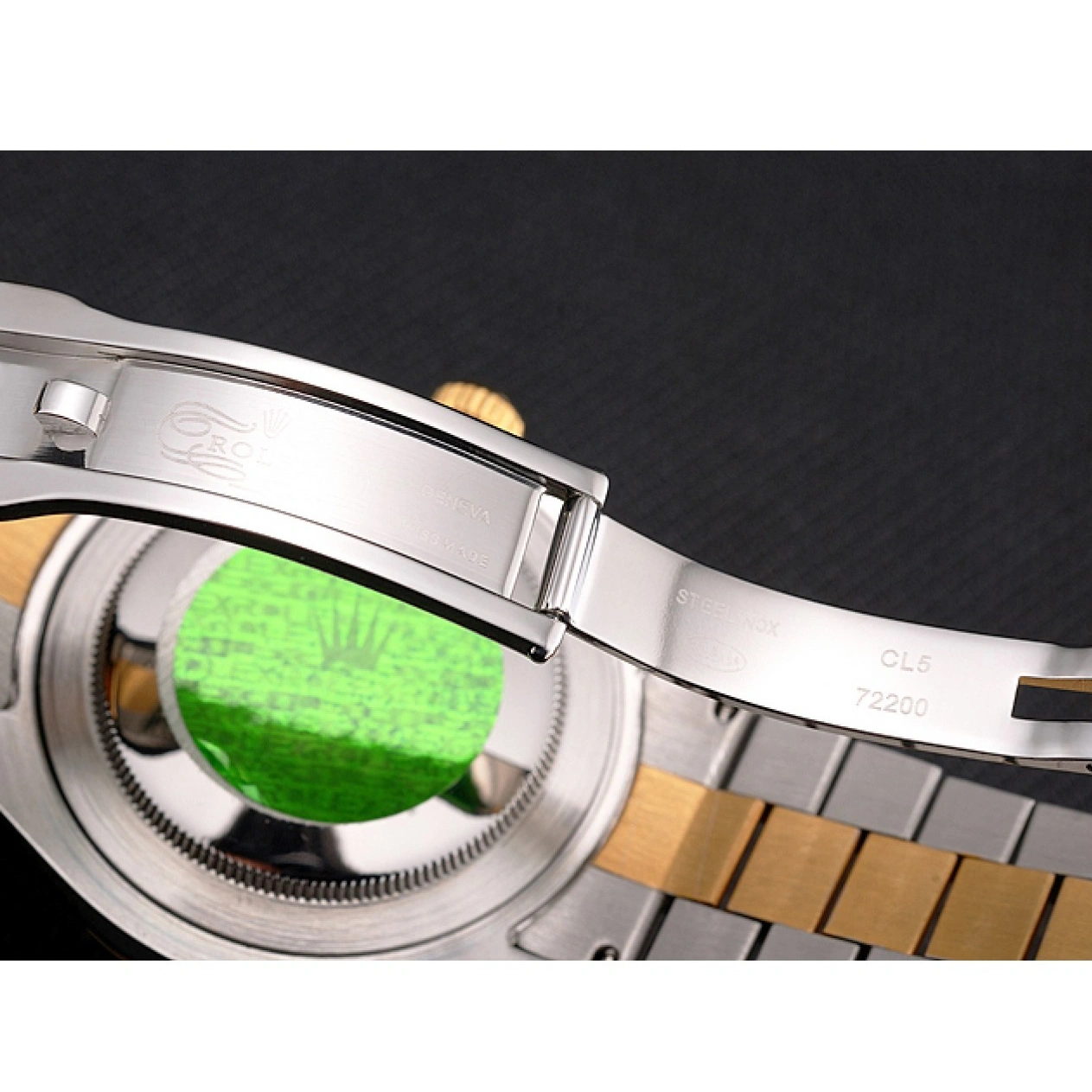 Aaa replica watch Swiss Stainless Black Case Steel Datejust Tone Bezel Bracelet Dial Gold Two Rolex 1014